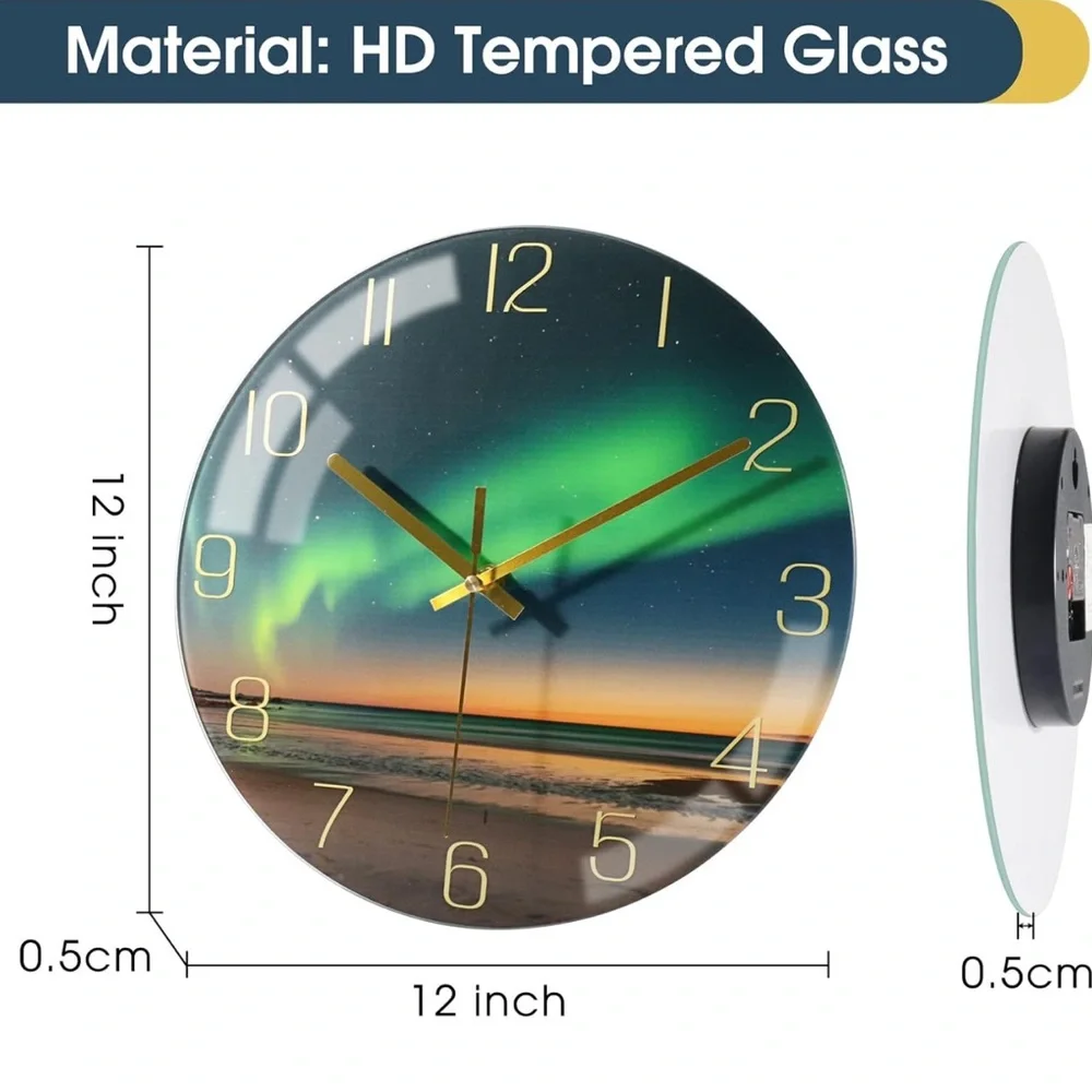 Wonzom 12 in northern lights modern wall clock